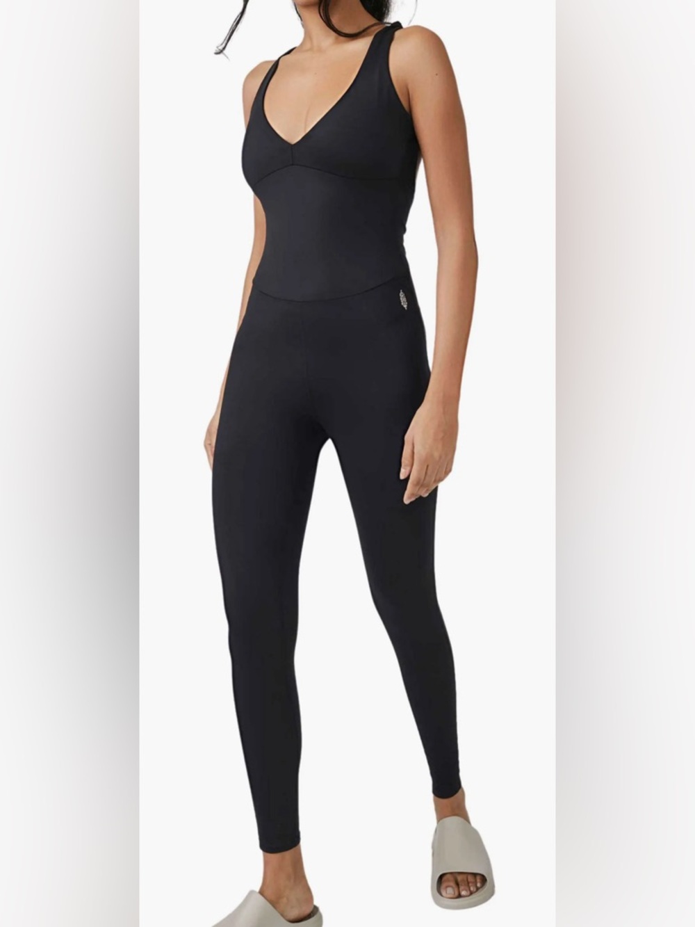 FP Movement by Free People | Black Elevate Performance Jumpsuit Strap Back | XL